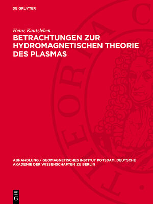 cover image of Betrachtungen zur hydromagnetischen Theorie des Plasmas